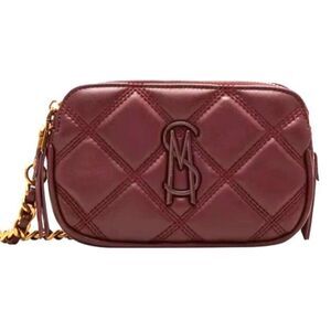 Steve Madden Chain Crossbody Purse Daisy Wine Quilt Bag Dual Top Mini Bag